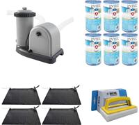 WAYS - Entretien de piscine - 4x chauffage de piscine & pompe de filtration 5678 L/u & 6 filtres type A & brosse à récurer WAYS