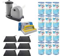 WAYS - Entretien de piscine - 6x chauffage de piscine & pompe de filtration 5678 L/u & 12 filtres type A & brosse à récurer WAYS
