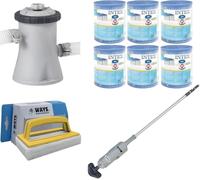 WAYS - Entretien de piscine - Aspirateur de piscine & pompe de filtration 1250 L/u & 6 filtres type H & brosse à récurer WAYS