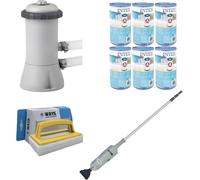 WAYS - Entretien de piscine - Aspirateur de piscine & pompe de filtration 2271 L/u & 6 filtres type A & brosse à récurer WAYS