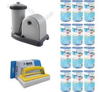 WAYS - Entretien de piscine - Pompe de filtration 5678 L/u & 12 filtres type A & brosse à récurer WAYS