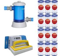 WAYS - Entretien de piscine - Pompe de filtration 5678 L/u & 12 filtres type III & brosse à récurer WAYS