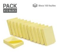 WAYTEX 931640 1200 Notes autocollantes repositionnables jaune pastel 12 blocs de 100 feuilles 3,7 x 5 cm sens vertical