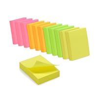 WAYTEX 1200 Notes autocollantes repositionnables couleurs néons 12 blocs de 100 feuilles 3,75 x 5 cm sens vertical