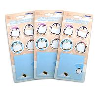 WAYTEX 300 Notes autocollantes repositionnables Fantaisies Animaux Mignons 3 présentoirs de 100 notes 4 Minis blocs forme Pingouins et 1 Bloc carré 8x8 cm imprimé