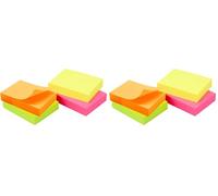 WAYTEX 400 Notes autocollantes repositionnables couleurs Néon 4 blocs de 100 feuilles 3,75 x 5 cm sens vertical (Lot de 2)