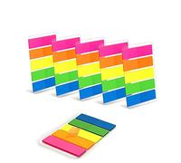 WAYTEX 750 Marque-page autocollants plastifiés 6 pochettes de 5 mini blocs de 25 feuillets couleurs néon 45 x 12 mm adhésifs repositionnables