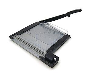 WAYTEX 77292 Massicot Rogneuse 2 en 1 pour Papier Carton et Feuilles Plastifiées Lame guillotine capacité 10 feuilles + 3 formes de découpe droite, ondulée, pointillée