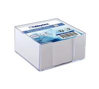 Waytex Bloc mémo 931081 — 350 notes blanches, 9 x 9 cm, support plexi transparent