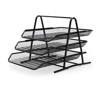 Waytex 931104 Corbeilles à courrier en Mesh Métal coulissantes Noir, Trieur de bureau sur 3 niveaux, en Fils Métalliques, Organiseur de bureau pour documents