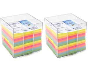 Waytex 931151 Bloc mémo de 700 notes multicolores 9 x 9 cm avec support plastique transparent (Lot de 2)