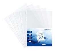 Waytex 931301 Pochettes Perforées A4 Transparentes Grainées 40 microns - Paquet de 50