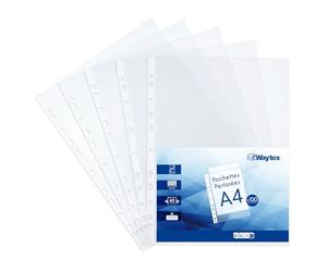 Waytex 931302 Pochettes Perforées A4 Transparentes Grainées 40 microns - Paquet de 100