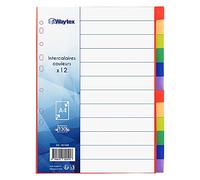 WAYTEX 931348 Intercalaires A4 12 Touches Neutres en Polypropylène de Couleurs Vives avec Index