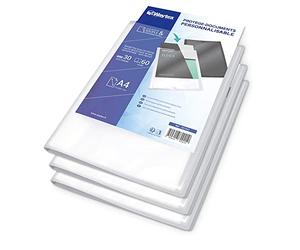 WAYTEX 931442P Protège Documents A4 Personnalisable (Lot de 3) 60 Vues 30 Pochettes Couverture Polypro Transparent