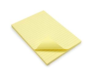 WAYTEX 931685 100 Notes adhésives A5 avec lignes Bloc de 100 Feuilles autocollantes repositionnables Grand format 15 x 21 cm - Couleur jaune pastel