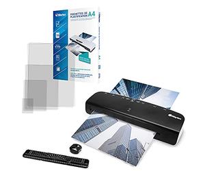 WAYTEX A78209P73 Kit Plastifieuse A3 A4 Pro Rapide jusqu’à 2 x 125 microns avec Rogneuse coupe feuille, Arrondisseur d’angles 100 Pochettes A4 + 20 Multiformats