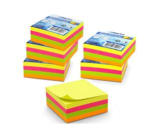 WAYTEX A931653C6 1920 Notes autocollantes Pack de 6 blocs de 320 feuilles couleurs néon carré 75x75 mm adhésives repositionnables
