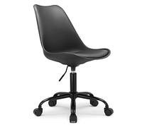 Waytex Chaise de Bureau Scandinave Noire à roulettes et Hauteur Réglable et Pied métal laqué Noir