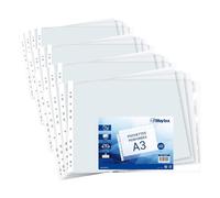 Waytex Chemise Pochette perforée A3, épais 7.5/100, Sachet de 10 (Ouverture Haut) (Lot de 4)