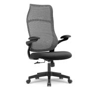 Waytex Fauteuil de Bureau Ergonomique en Tissu - Dossier Haut Respirant en résille, accoudoirs 2D relevables et pivotants, mécanisme basculant centré, Hauteur d’Assise réglable - Noir
