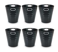 Waytex Lot 6 Poubelles de bureau noires - Corbeilles à papier en plastique design moderne pour bureau, chambre, salle de bain - Contenance 12,5L - Couleurs Noir