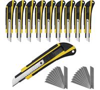 Waytex Lot de 10 Cutters 18mm avec Grip Antiglisse sur le Manche + 20 Lames Sécables de rechange pour Pro et Particuliers