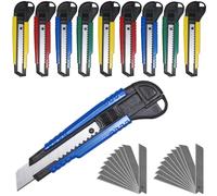 Waytex Lot de 10 Cutters 18mm Solide et Léger + 20 Lames Sécables de rechange pour Pro et Particuliers