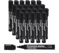 Waytex Lot de 24 Marqueurs Permanents Noir Pointe Conique Encre indélébile Feutre Pointe Ogive 1,5 à 2 mm