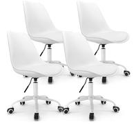 Waytex Lot de 4 Chaises de Bureau Design Scandinave à roulettes Hauteur Réglable Blanc…