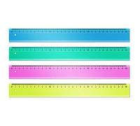 Lot de 4 Règles 30 cm incassables Waytex flexibles plates graduées Couleur unie aléatoire Bleu, Vert, Rose, Jaune Aléatoire parmi : Bleu, Jaune, Vert, Rose G