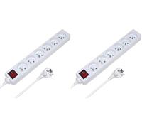 Waytex Multiprise électrique avec Interrupteur 6 Prises 1.50m Blanche CE 52117 (Lot de 2)