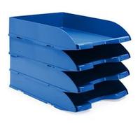 Waytex Pack de 4 Corbeilles à Courrier A4 Plastique Opaque Bleu Bleu opaque G