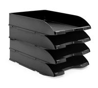 Corbeilles à Courrier A4 Plastique Opaque Noir - WAYTEX - Pack de 4
