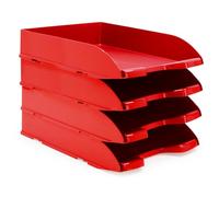 Waytex Pack de 4 Corbeilles à Courrier A4 Plastique Opaque Rouge Rouge opaque G