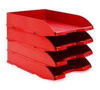 Waytex Pack de 4 Corbeilles à Courrier A4 Plastique Opaque Rouge Rouge opaque G