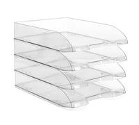 Waytex Pack de 4 Corbeilles à Courrier A4 Plastique Transparent