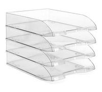 Waytex Pack de 4 Corbeilles à Courrier A4 Plastique Transprent incolore Transparent incolore G