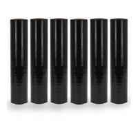 Waytex Pack de 6 Rouleaux de Film Noir 500mm x 250m, épaisseur 25 microns, Rouleau 3,2 Kg, Etirable 150 à 200%, pour professionnels, palettes, carton, produits, emballage