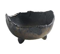 Wazakura Banko Series Petit Pot à Bonsaï Rustique Japonais, Fait à la Main en Forme de Croissant Taille 12 cm, Fabriqué au Japon, Pot de Fleurs, Vase de Plante d'Intérieur - Noir et Marron
