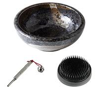 Wazakura Kit Outils Ikebana et Arrangement Floral pour Débutant Fabriqué au Japon, Vase à Fleurs Noir Minoyaki, Pique Fleurs Noir, Accessoir d'entretien Kenzan