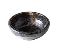 Wazakura Petit Vase Rond Émaillé Ikebana Fabriqué au Japon, Fournitures de Poterie pour Arrangements Floraux, Peints à la Main, Noir avec Pinceau Marron et Blanc, Minoyaki Series