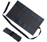 Wazakura Trousse à Outils en Cuir Synthétique Fabriqué au Japon pour Bonsaï et Jardinage, 16 Poches, Sac de Rangement Enroulable Noir