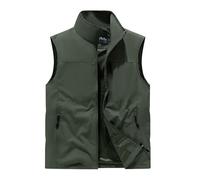 WAZHAKU Gilet softshell pour homme - Séchage rapide - Respirant - Sans manches - Gilet de travail d'été - Gilet de chasse - Pour photographie, loisirs, trekking, randonnée, O Vert., L