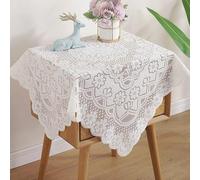 WAZUBC Petite nappe carrée en dentelle blanche vintage pour salle à manger, pique-nique, décoration de table (60 x 60 cm)