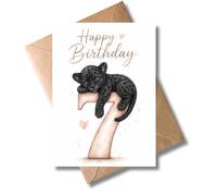 WBdesignz Carte d'anniversaire 7e anniversaire avec enveloppe - Carte d'anniversaire pour enfants avec numéro - Sept ans - Jolie carte d'anniversaire pour enfant avec panthère noire - Pour enfants