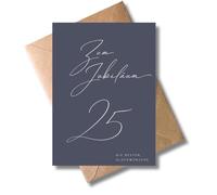 WBdesignz Carte d'anniversaire de 25 ans - Élégante carte de vœux pour 25 ans avec enveloppe - Anniversaire d'entreprise, anniversaire de service - Carte de vœux élégante pour employés et collègues