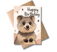 WBdesignz Carte d'anniversaire « Happy Birthday » avec enveloppe, joli motif Quokka souriant, unisexe, pour enfants et adultes, carte de vœux pour les amoureux des animaux (DIN A6)