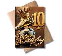 WBdesignz Carte d'anniversaire sportive de football avec enveloppe - Carte de vœux pour 10e anniversaire - Happy Birthday - Ballon de football - Carte cadeau pour les fans de football, les fans de