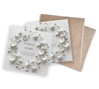 WBdesignz Lot de 2 cartes de condoléances avec couronne de fleurs - Cartes de condoléances avec inscription élégante - Cartes de condoléances pour départ - Enveloppes (125 x 125 mm)